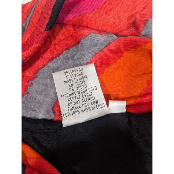 Parsley & Sage Top Womens Medium Black with Red Cowl Neck Art Blouse - Picture 6 of 9